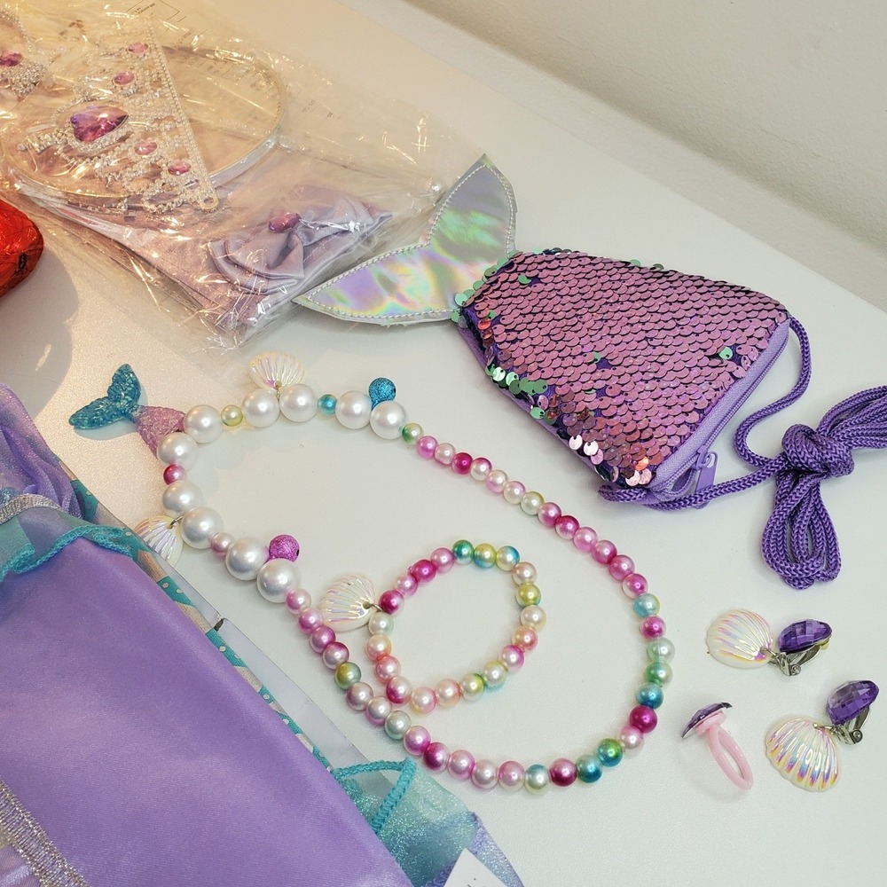 Spooktacular Creations Mermaid Costume Girls Medium 8-10 Purple Teal Red Wig NWT - Picture 3 of 8
